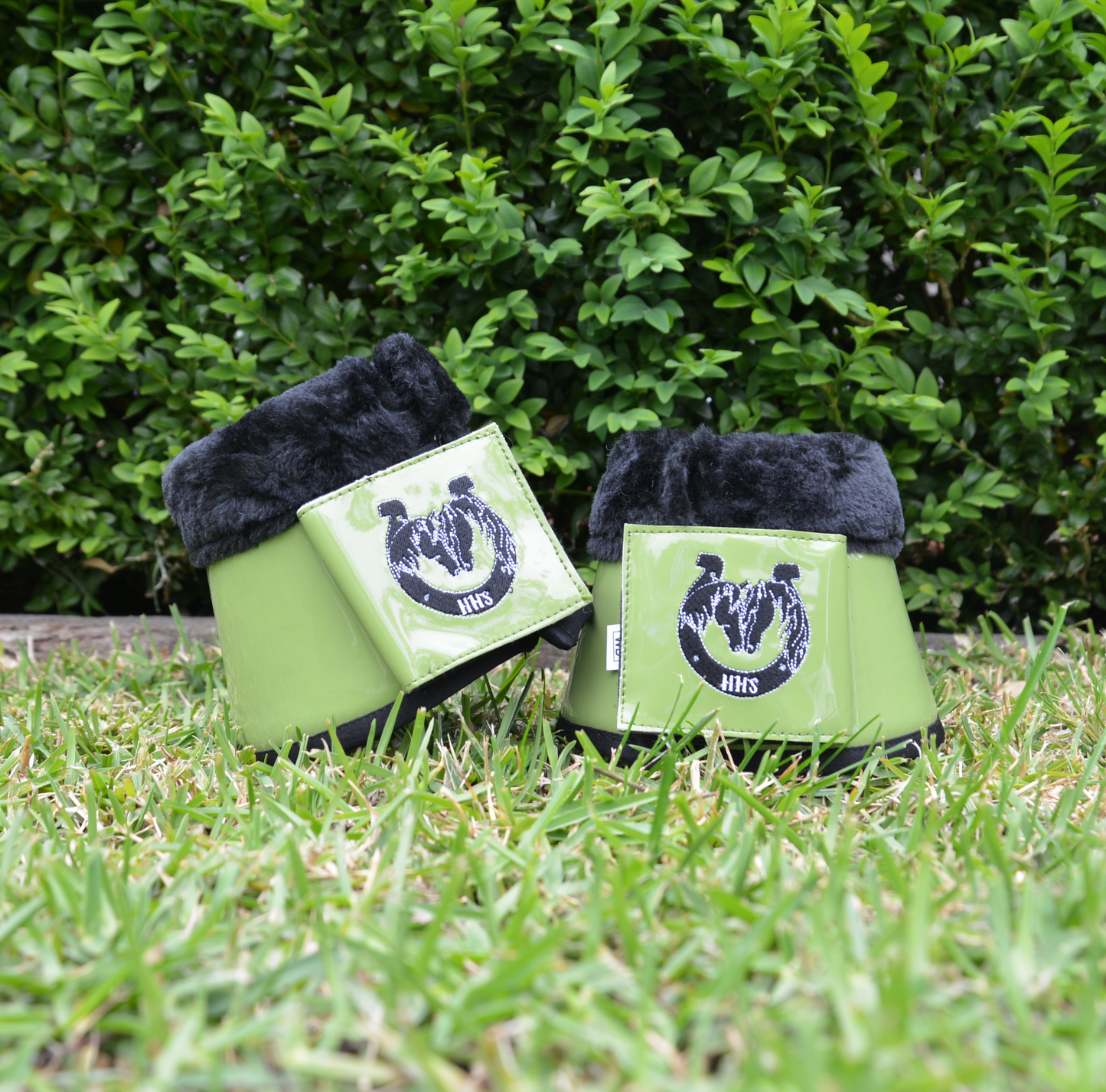 Key Lime Bell Boots with Black Faux Fur
