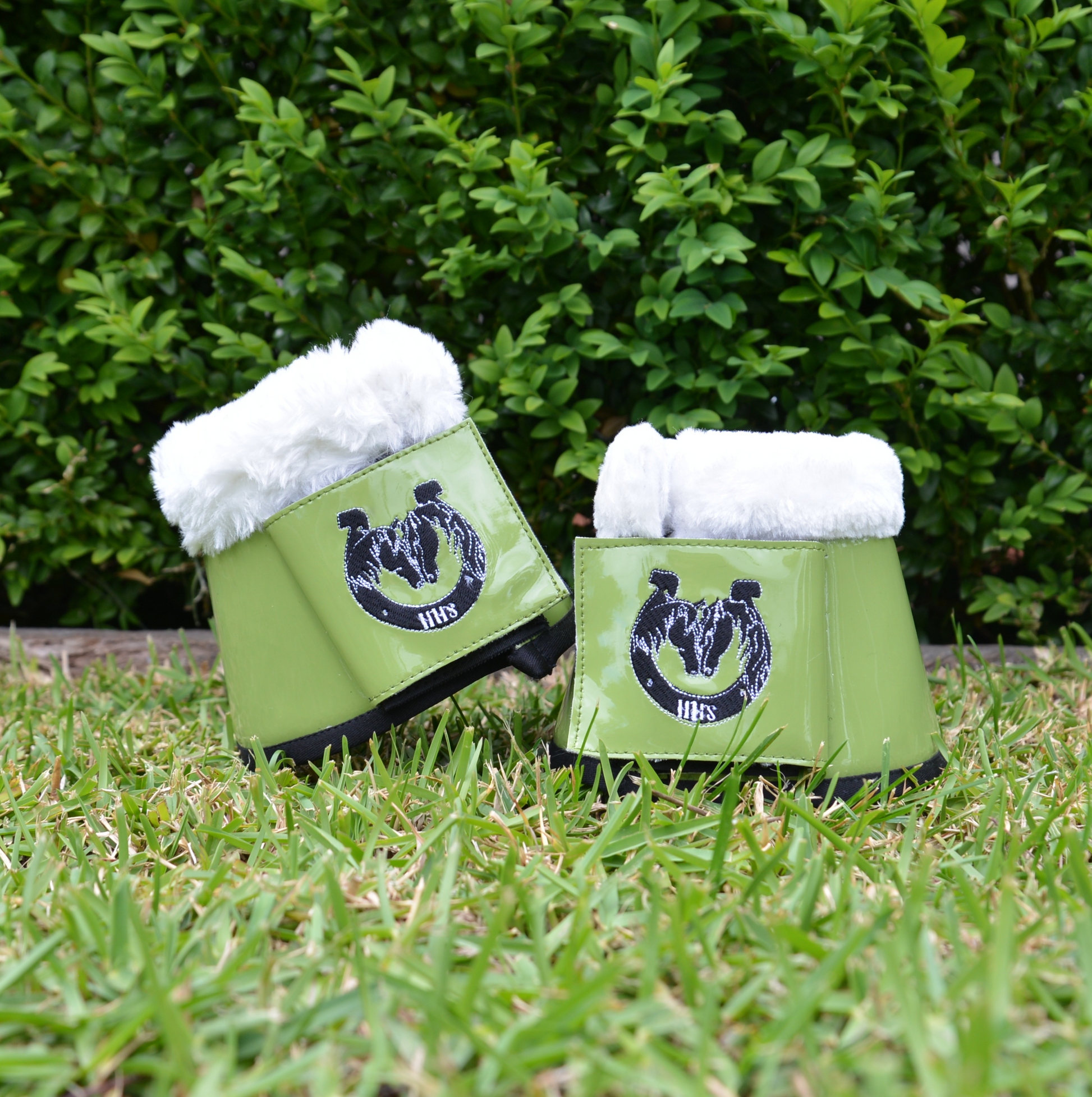 Key Lime Bell Boots with White Faux Fur